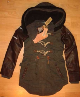 Khujo Damen Parka Mantel Havanna Fake Leather Mix With Inner Jacket M :: Kleiderkorb.de