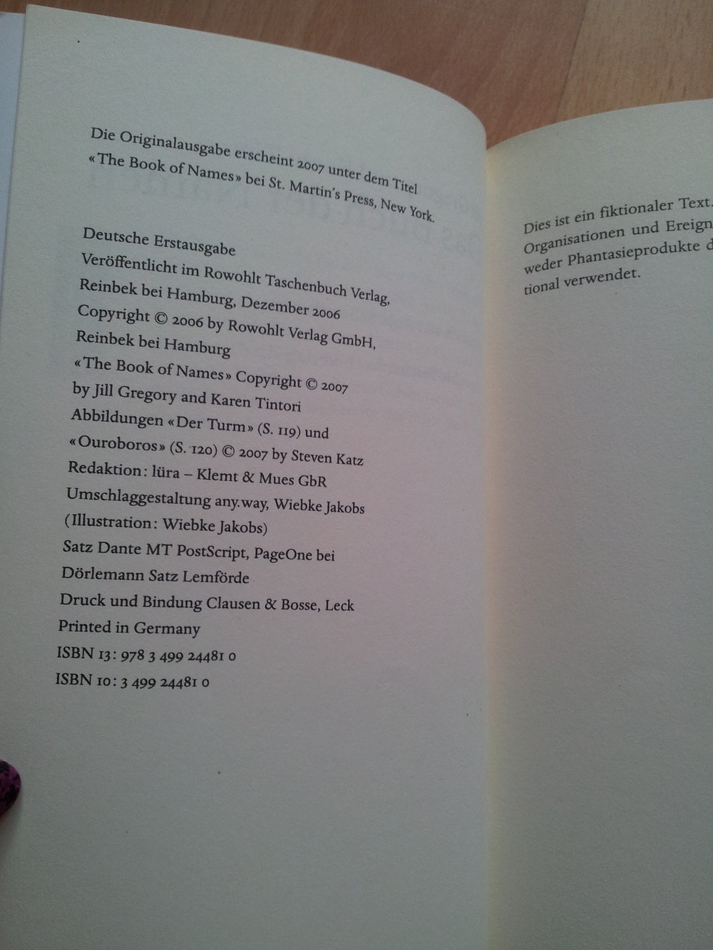 Das Buch der Namen - Gregory & Tintori - Thriller