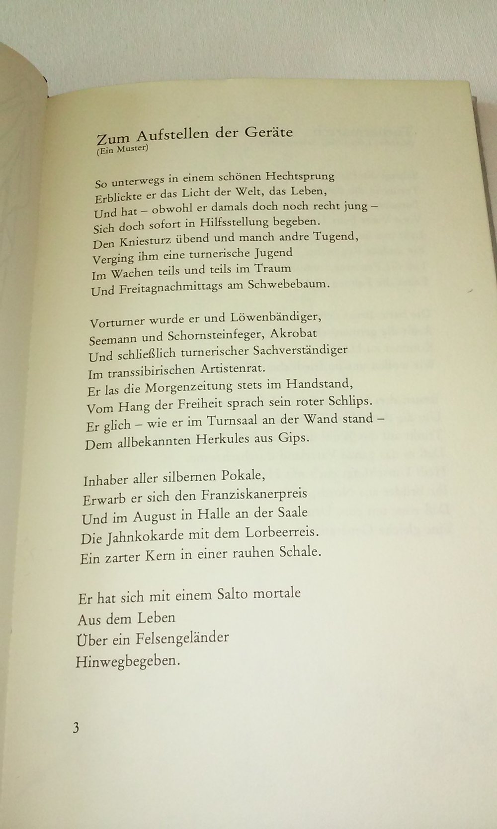 Turngedichte Joachim Ringelnatz  Sammlerstück 