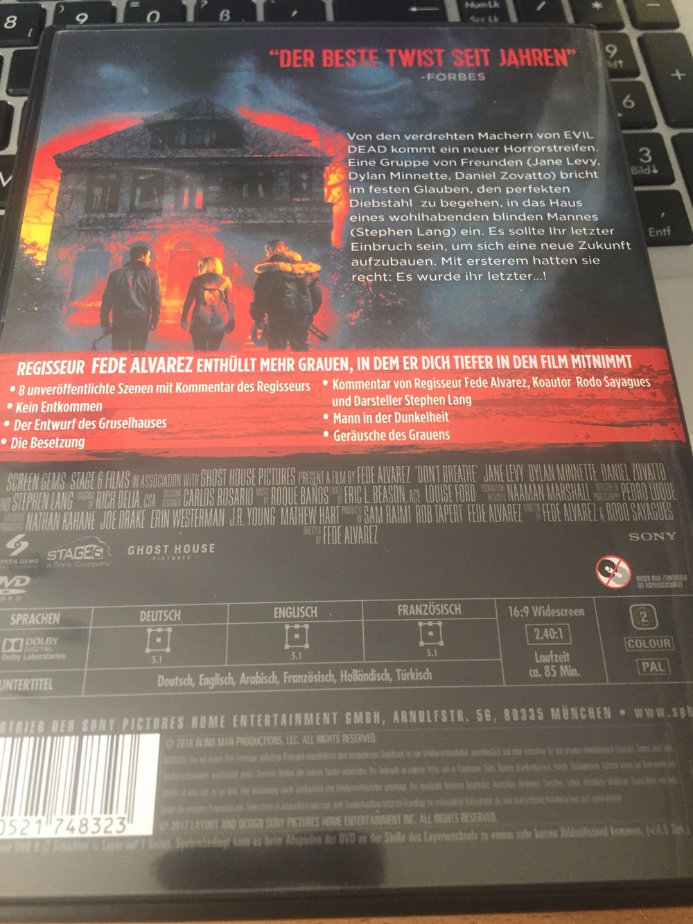 Don't Breathe DVD *Horror-Thriller * 2017