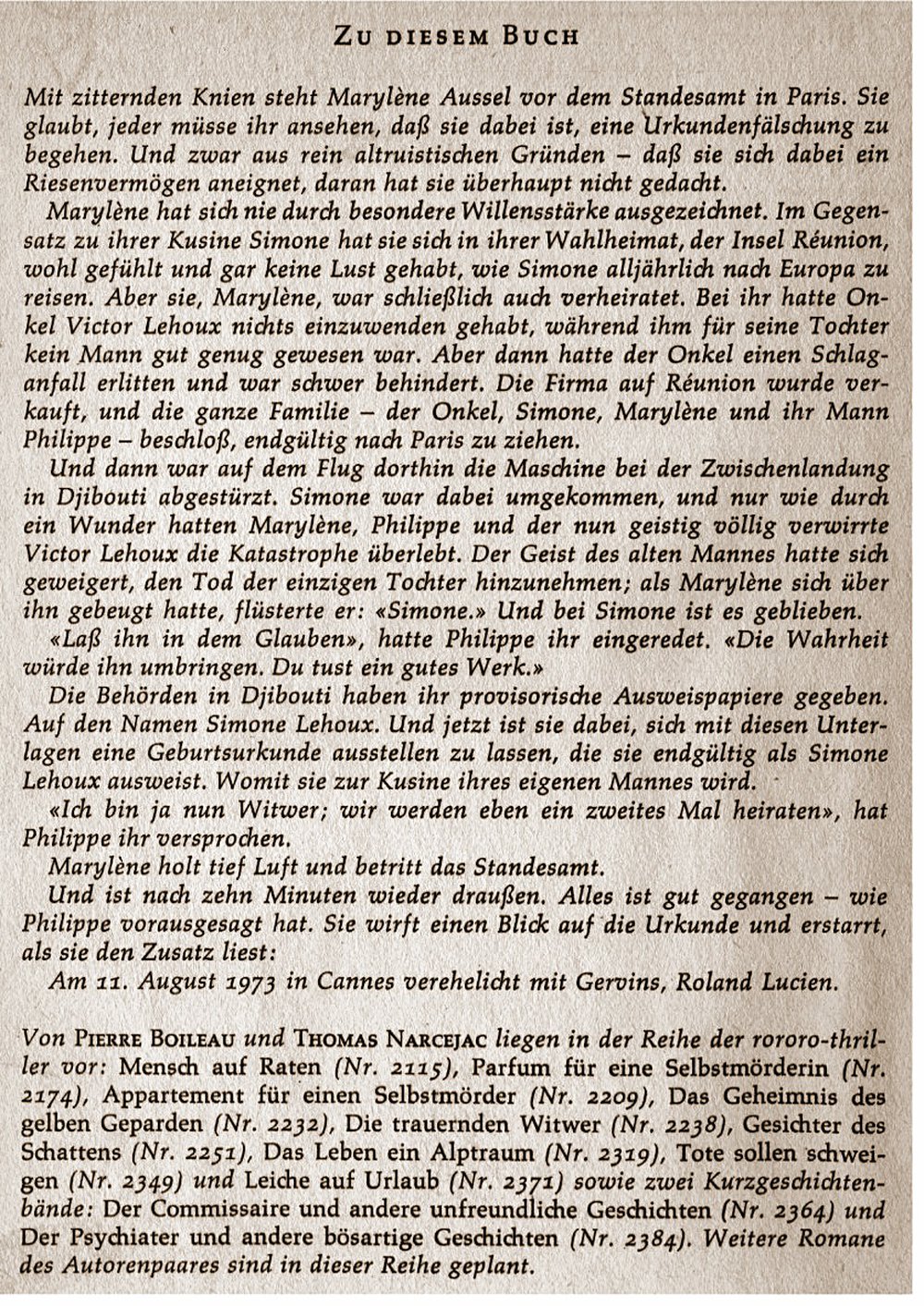 Wenn eine Tote mit zwei Männern lebt - Thriller von Boileau / Narcejac