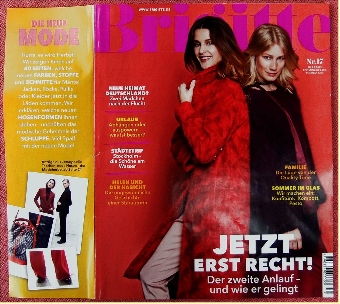über 4,8 Kilo Brigitte-Zeitschriften - 13 Stck. von 2015 - Gut 2200 Seiten mit Mode - Porträts - Kultur - Wohnen usw.