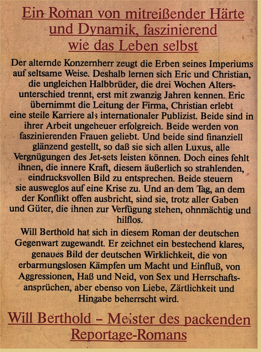 Auf dem Rücken des Tigers - Roman von Will Berthold