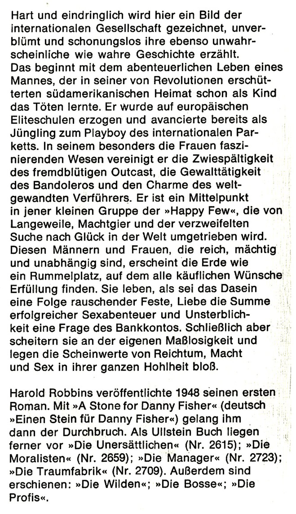 4 x Taschenbücher von Harold Robbins - Der Clan - Die Wilden - Die Playboys - Die Profis