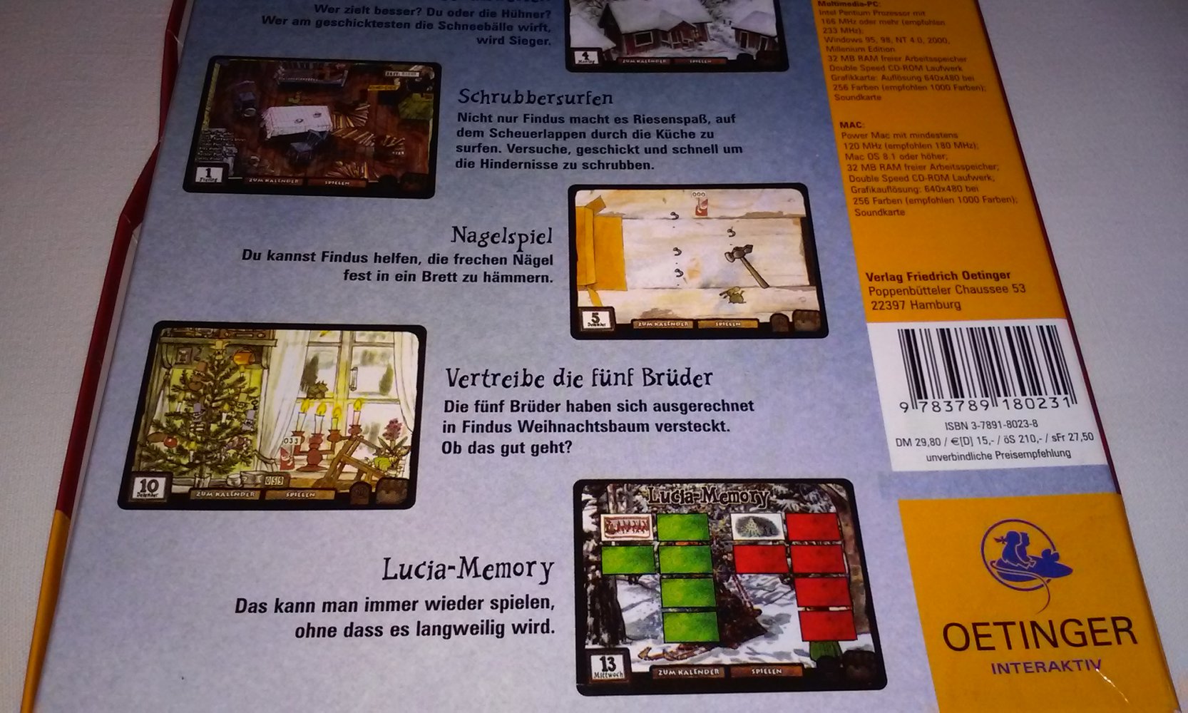 Findus wartet auf Weihnachten Adventskalender CD-Rom von Sven Nordqvist mit 24 Spielen