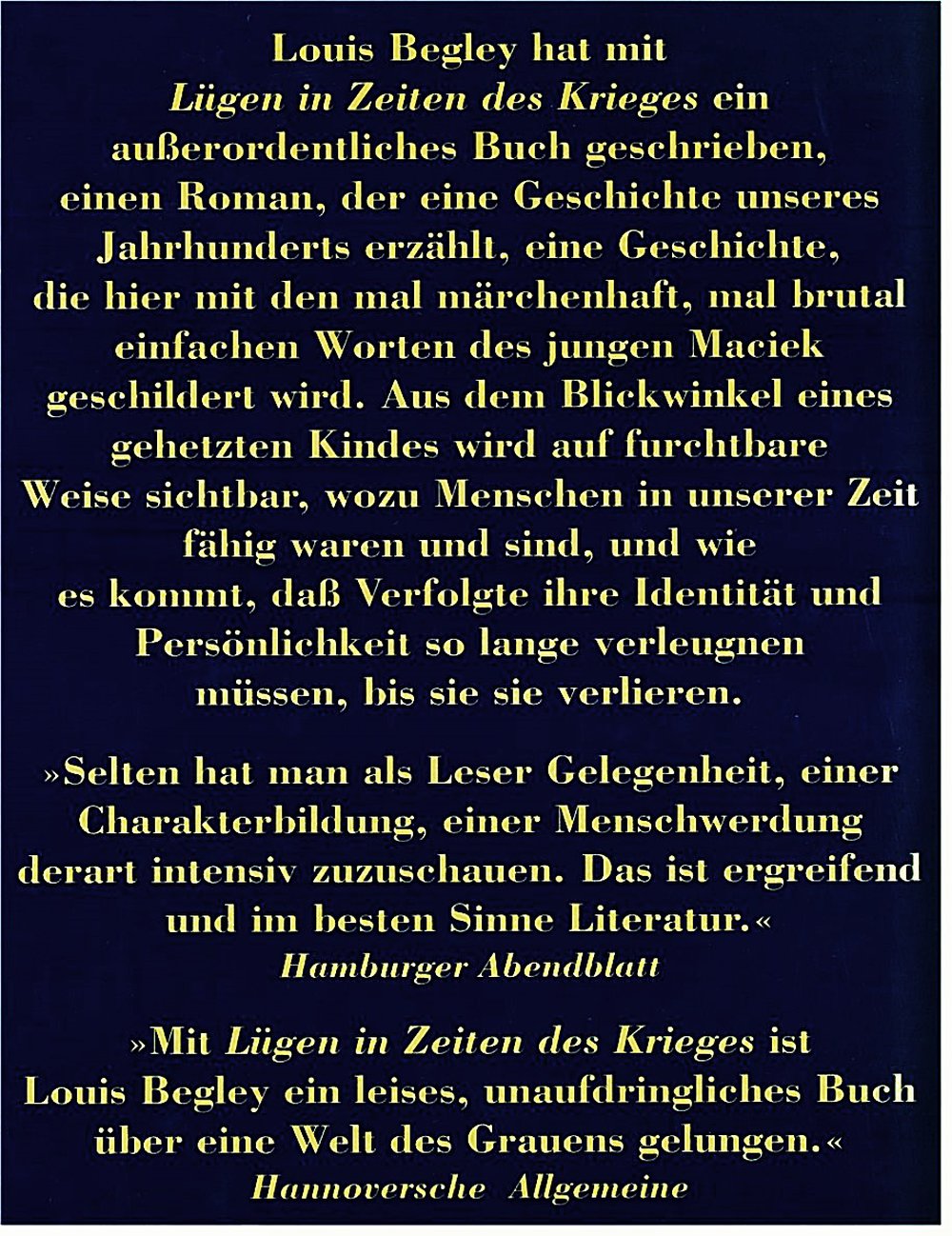 Lügen in Zeiten des Krieges - Roman
