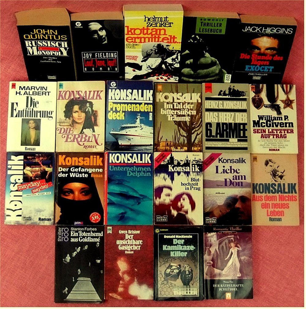 10 Krimis / Thriller für die Spannung + 10 x Konsalik für die Entspannung + dazwischen : Kottan ermittelt...