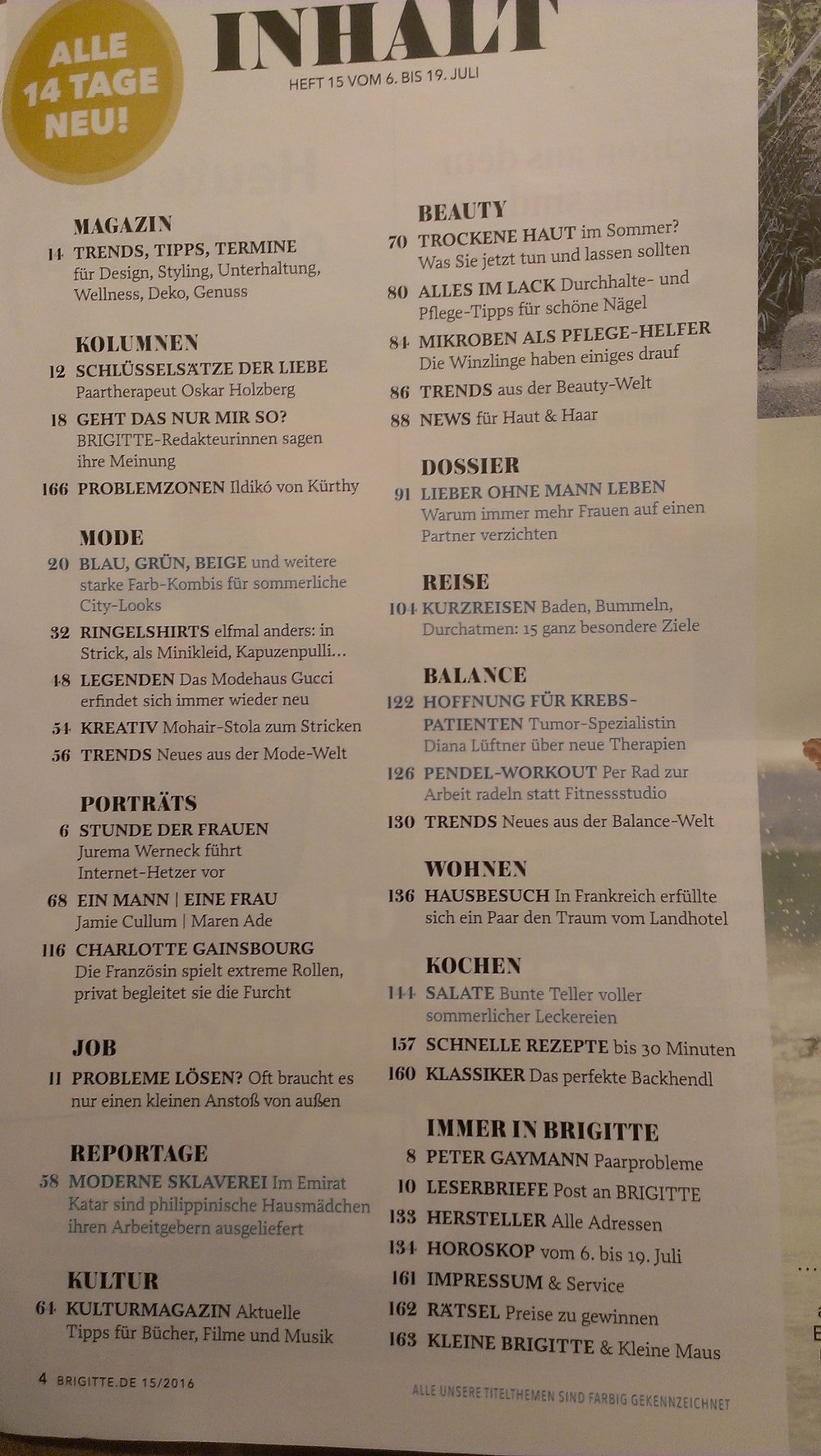 Brigitte Nr. 15 Mi, 6.7.2016