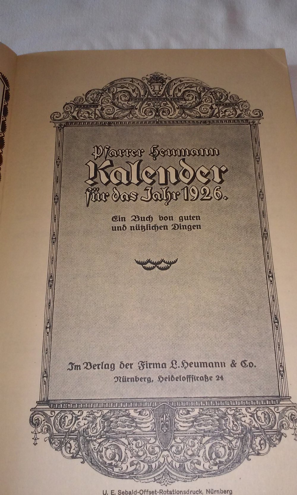 Pfarrer Heumann - Kalender/Taschenbuch für das Jahr 1926 (reprint) in alter deutscher Schrift Geschenktipp für Sammler