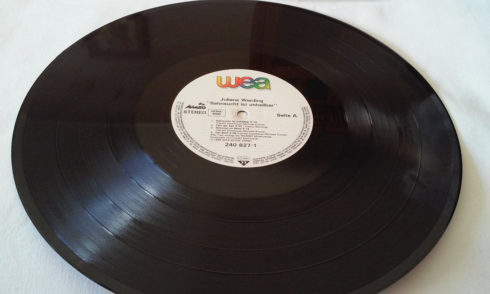 Juliane Werding - Sehnsucht Ist Unheilbar inkl. Liedertexte vinyl/LP/Schallplatte 