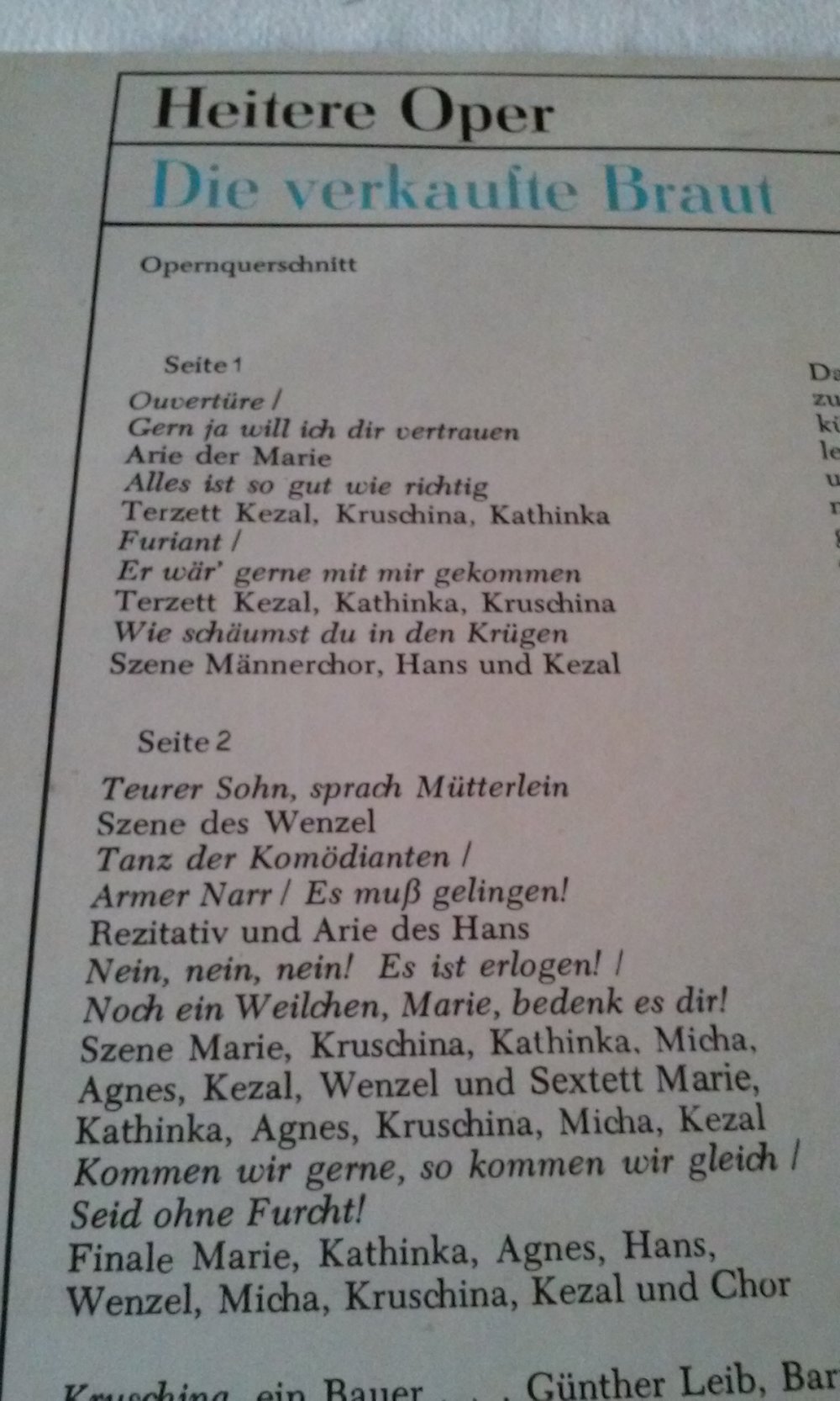 Heitere Oper: Smetana - Die verkaufte Braut  vinyl/LP/Schallplatte  Sammlerstück