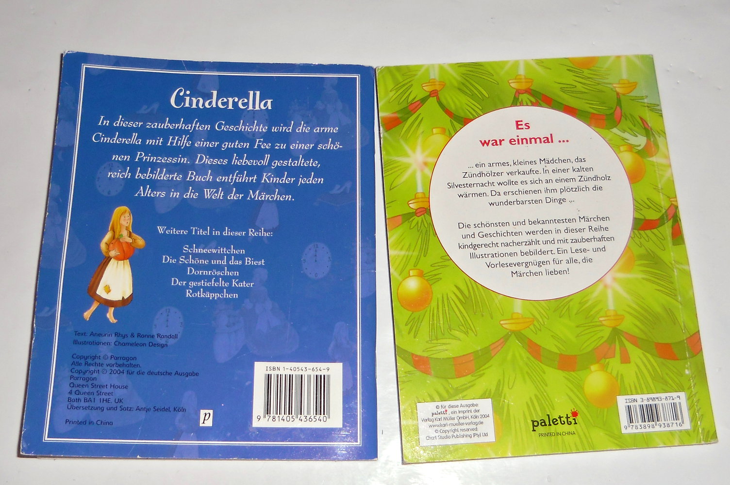2 süße Bücher, Cinderella+ das Mädchen m. d. Schwefelhölzern 
