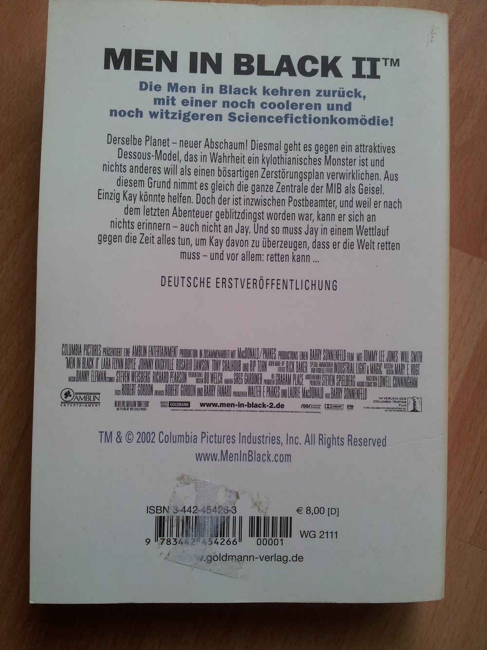  Buch zum Film - MIB2- Men in Black 2  - E. M. Friesner