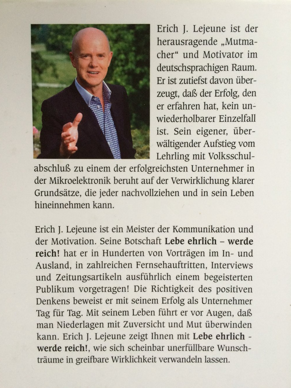 LEBE EHRLICH-WERDE REICH!