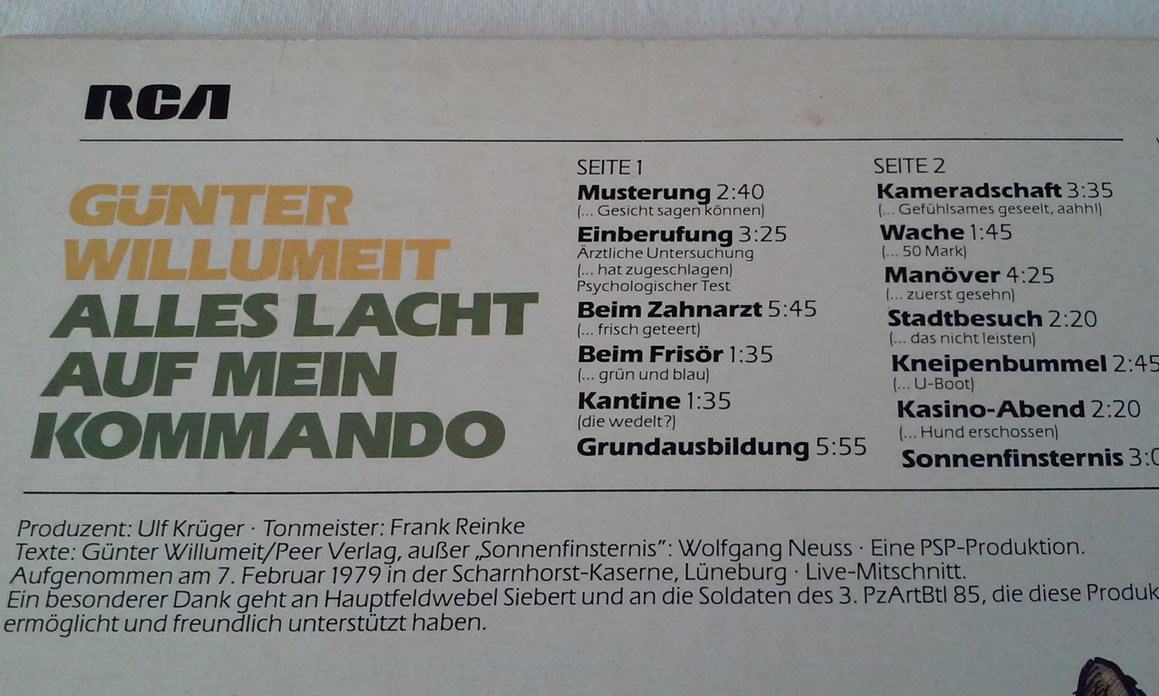 Alles Lacht auf mein Kommando Günter Willumeit   Vinyl/LP/Schallplatte Sammlerstück