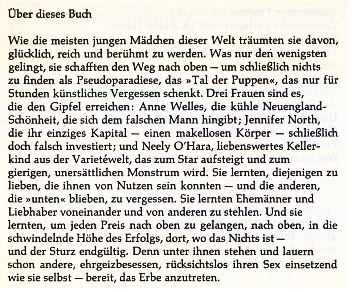 Das Tal der Puppen - Roman von Jacueline Susann