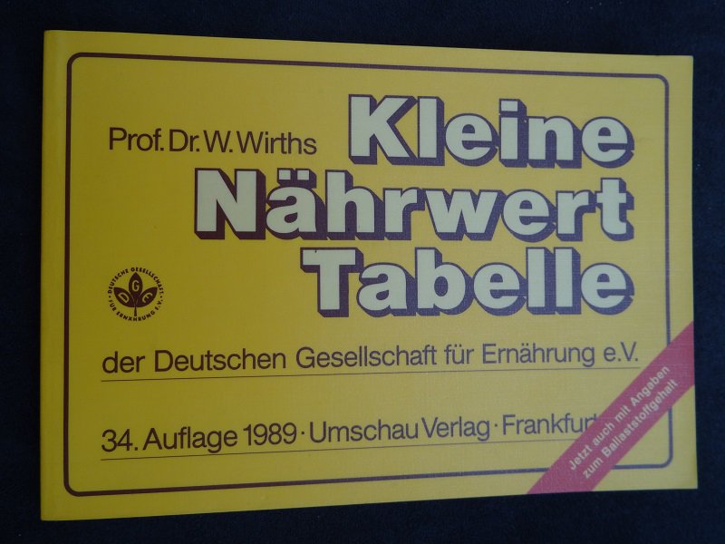 Kleine Nährwert Tabelle