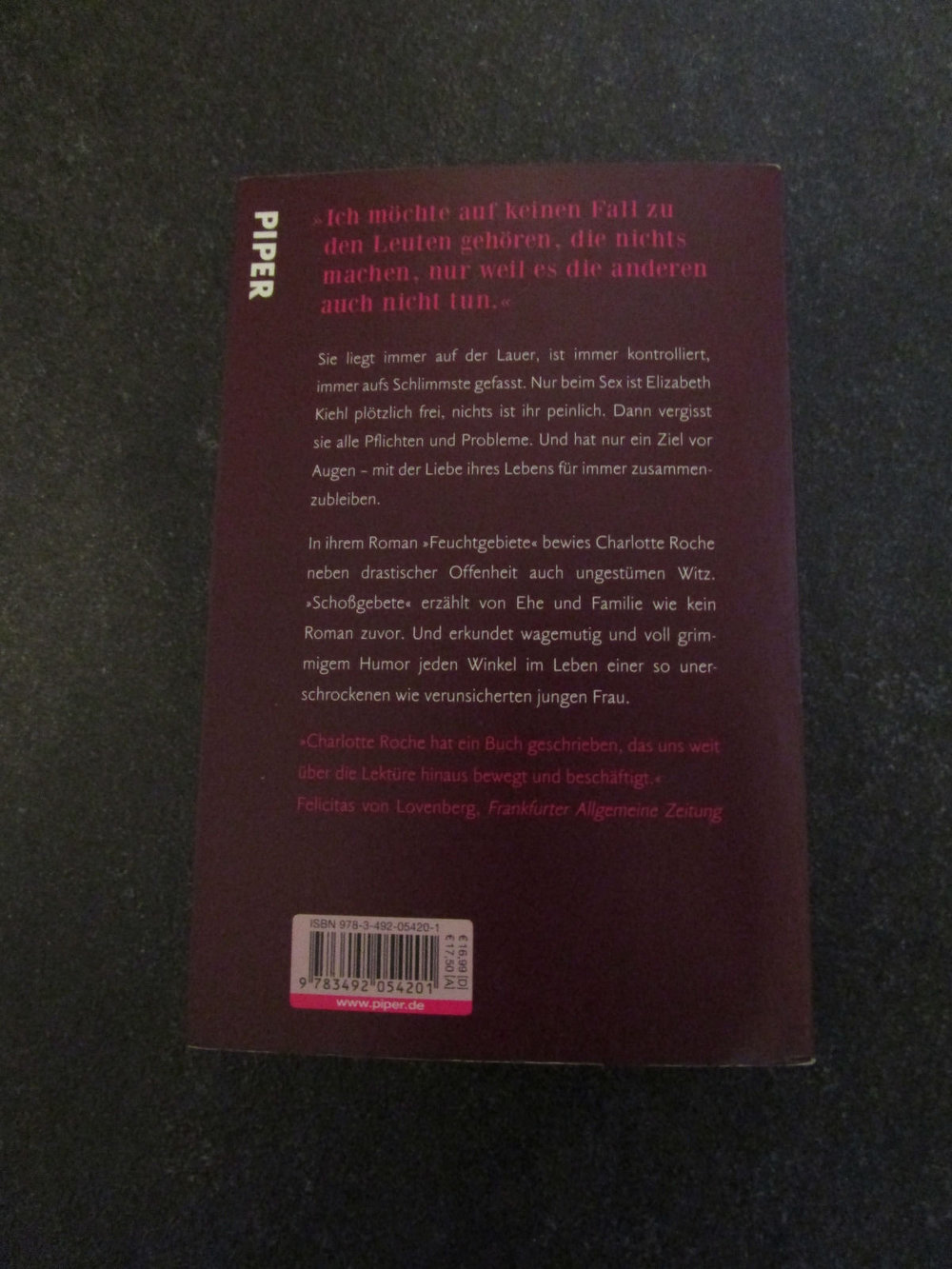 Buch Schoßgebete von Charlotte Roche, Verlag Piper 