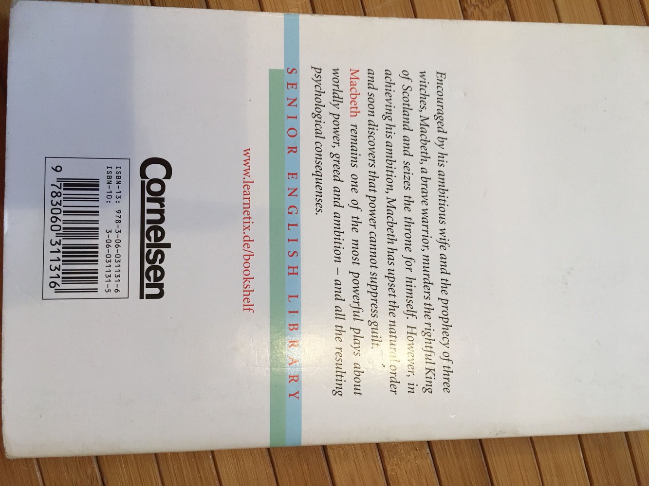 hakespeare Macbeth Cornelesen Taschenbuch

Gelesen, tlw mit Notizen und Markierungen (Bleistift)