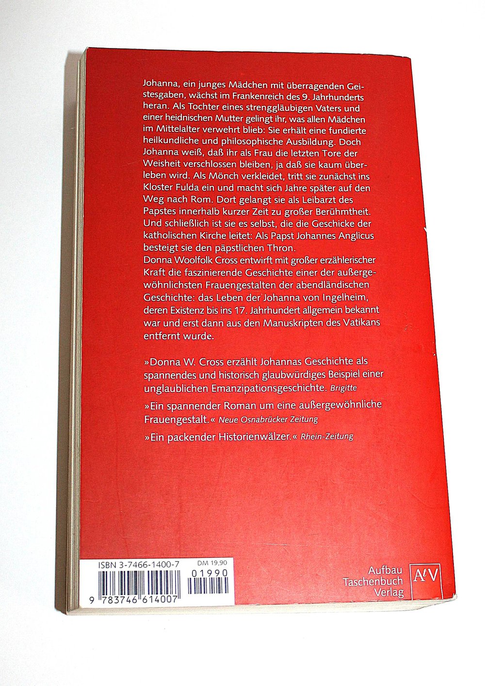 Die Päpstin Historischer Roman Donna W. Cross