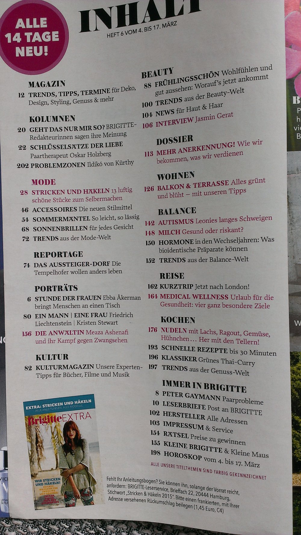 Brigitte Nr. 6 Mi, 4.3.2015