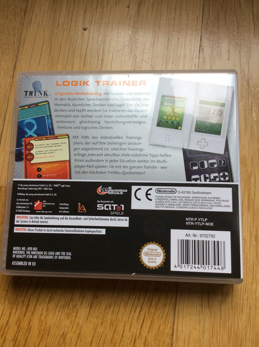 Nintendo DS spiel Think Training für den Kopf mit Beschreibung 