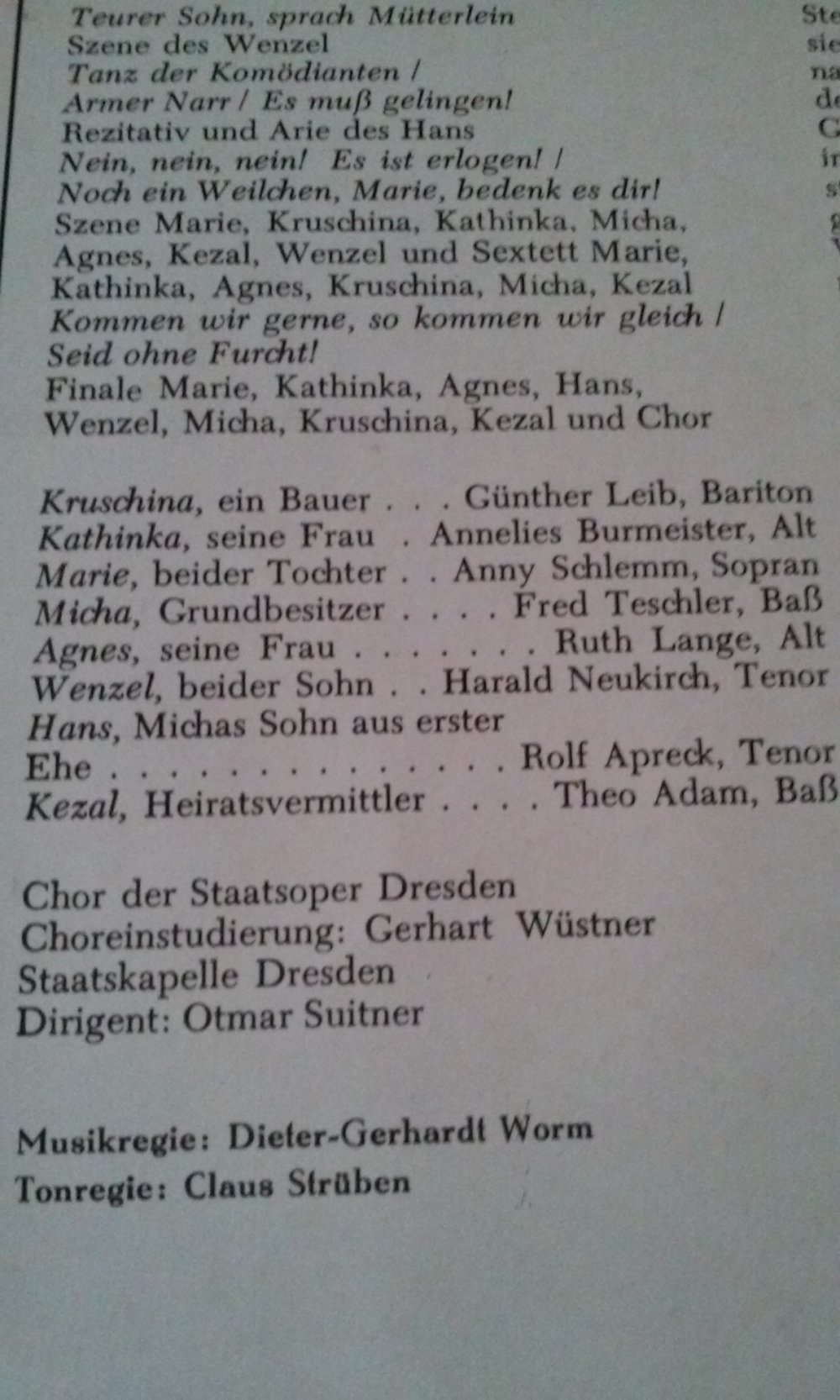 Heitere Oper: Smetana - Die verkaufte Braut  vinyl/LP/Schallplatte  Sammlerstück