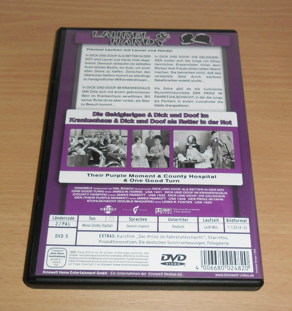 Laurel & Hardy  (Dick & Doof) DVD Die Geldgierigen / Dick und Doof im Krankenhaus & Dick und Doof als Retter in der Not 