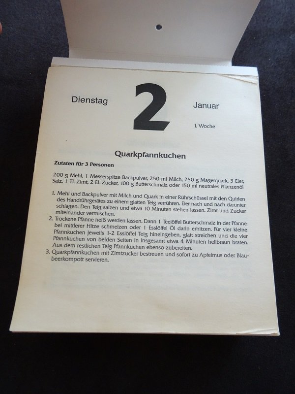 Koch Kalender 2001 - > passt auch wieder 2018 :) Küchenkalender