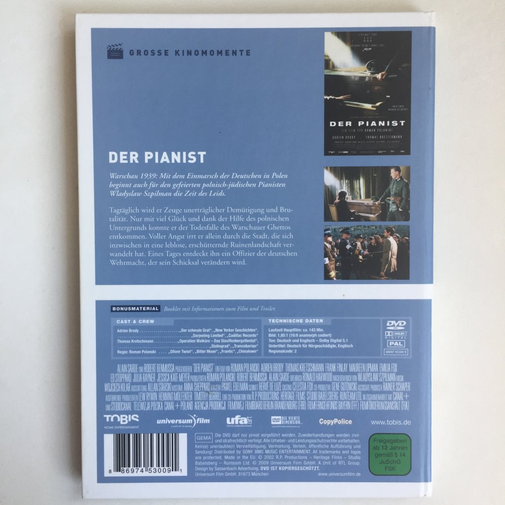 DVD Der Pianist von Roman Polanski mit Adrien Brody 2002