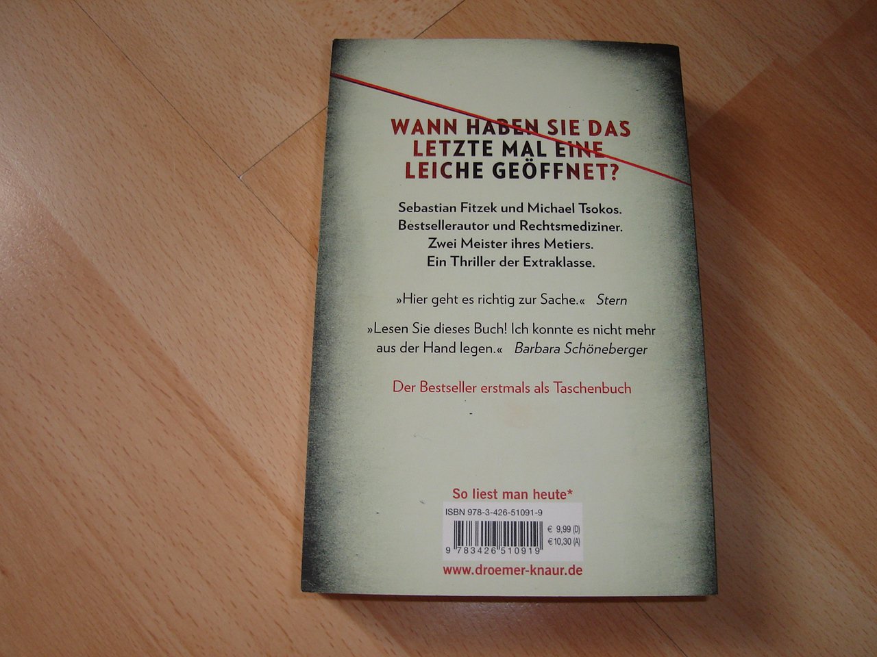 Abgeschnitten - Sebastian Fitzek + Tsokos - Taschenbuch - Neuwertig - 2013