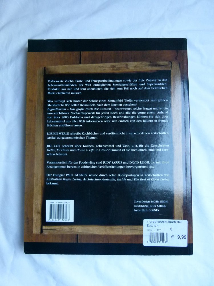 Ingredienzen - Das große Buch der Zutaten; von Jill Cox, Loukie Werle; Bildband Nachschlagewerk Kochbuch