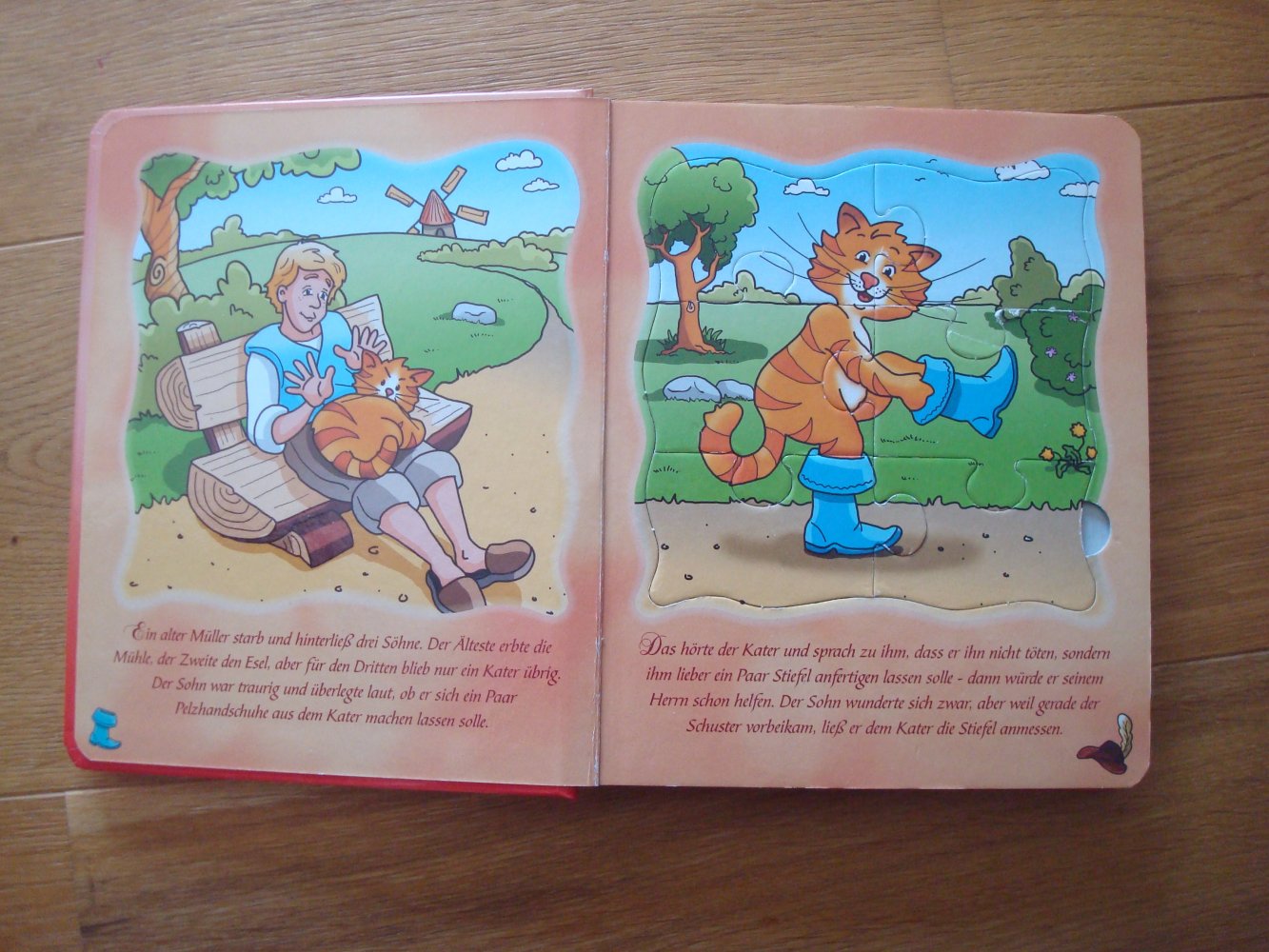 Buch, Bilderbuch, Puzzlebuch Märchen Der gestiefelte Kater