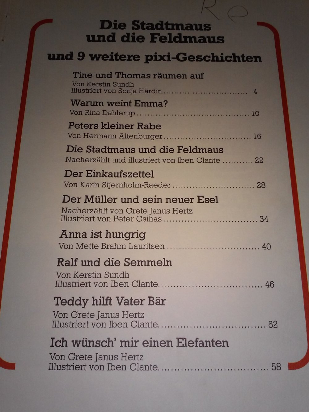 Die Stadtmaus und die Feldmaus und 9 weitere PIXI-Geschichten 1.Alg.