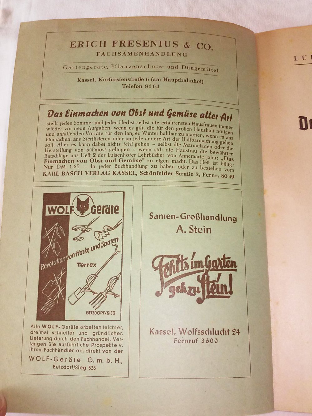 Der ländliche hausgarten, Luisenhofer Lehrbücher Heft 3