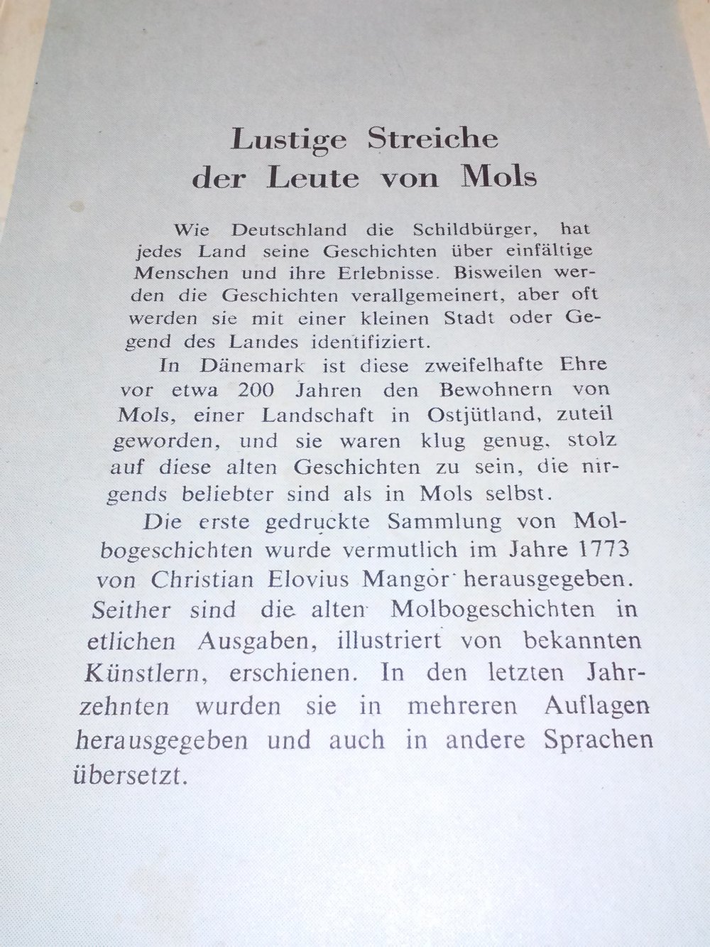 Lustige Streiche der Leute von Mols -altes dänisches Kinderbuch-