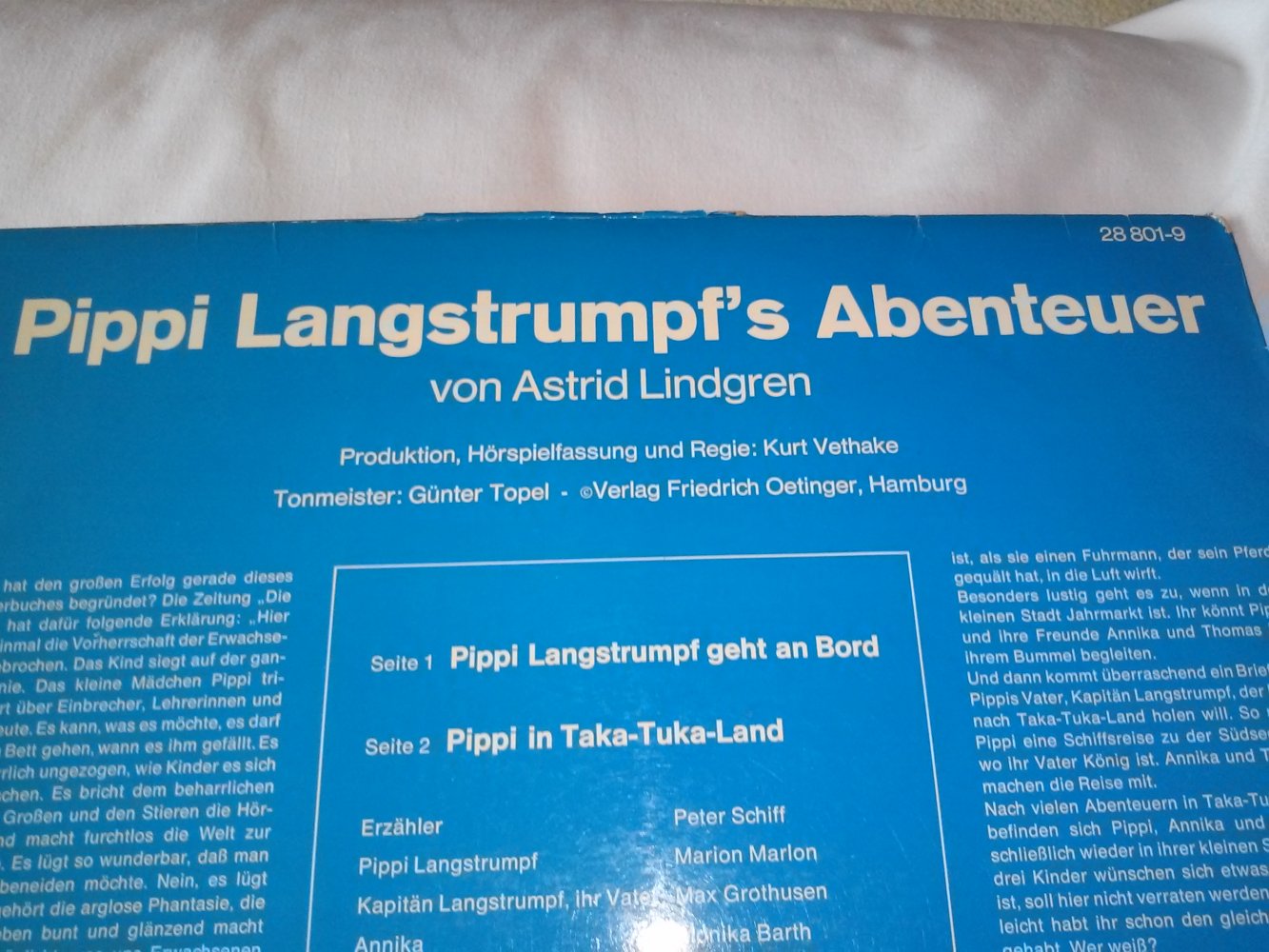 Astrid Lindgren: Pippi Langstrumpf´s Abenteuer LP Vinyl Hörspiel Von Kurt Vethake - retro