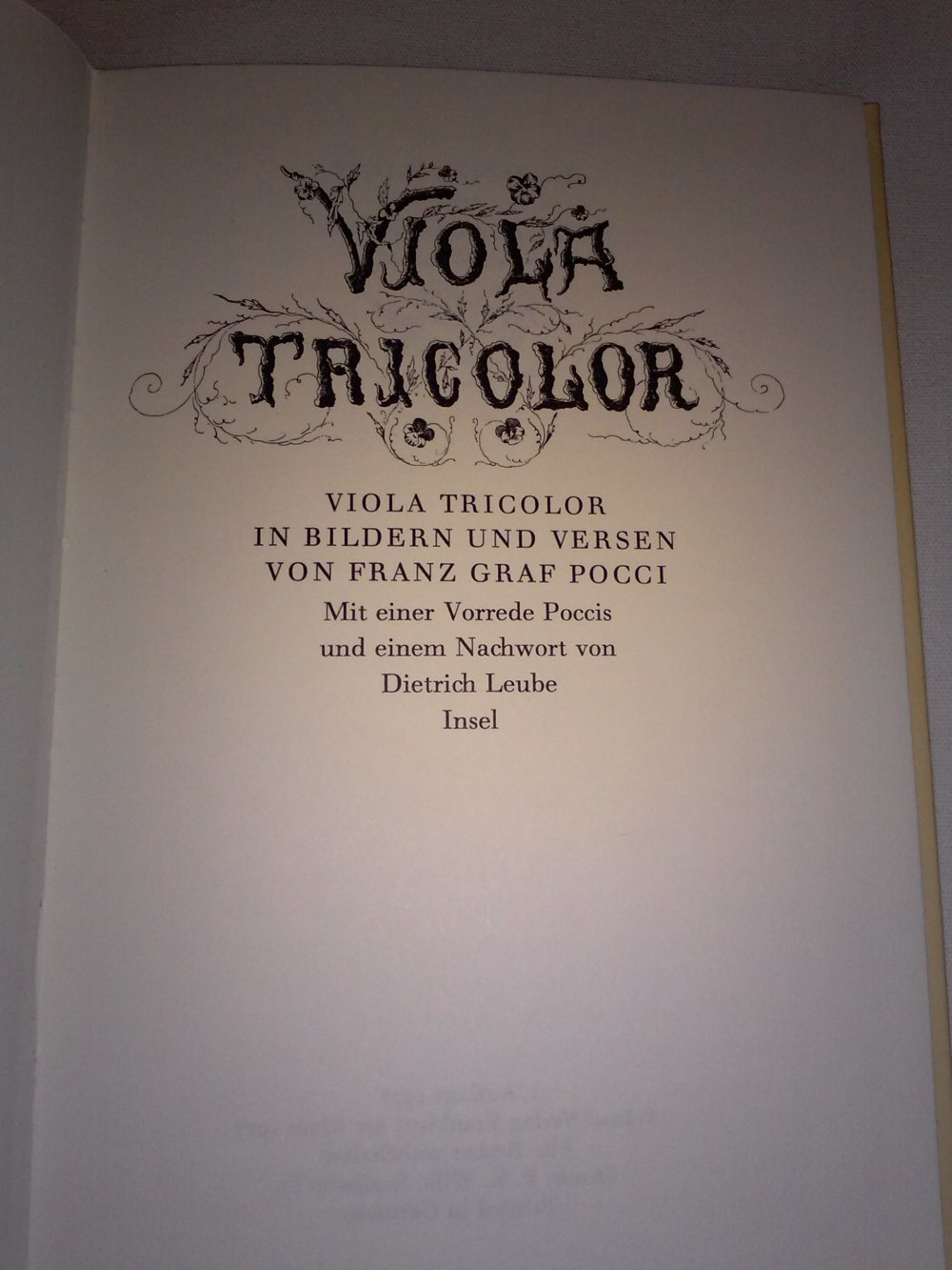  Franz Graf Pocci: Viola Tricolor in Bildern und Versen 1. Aufl.