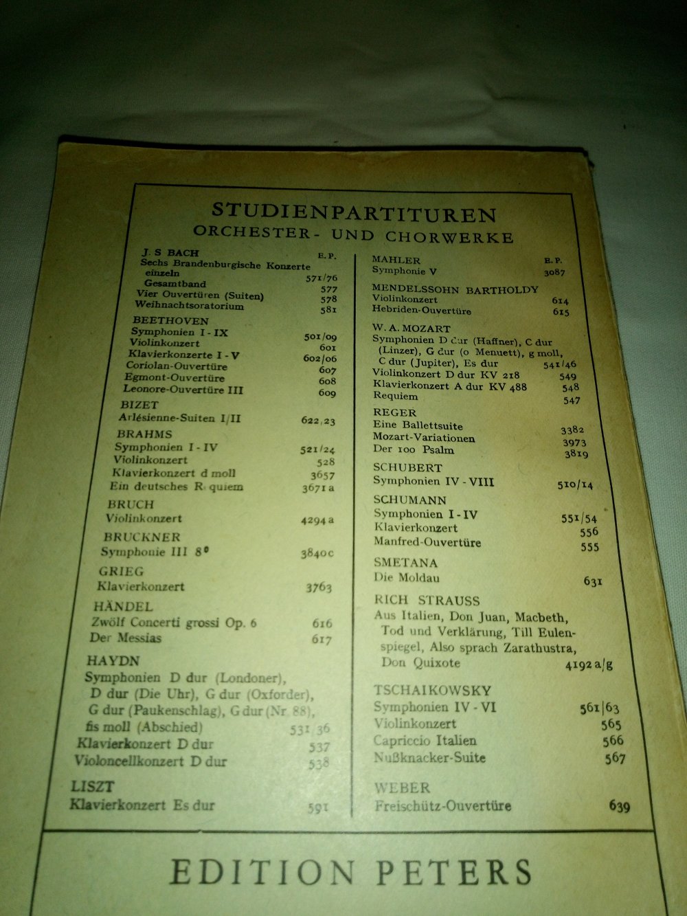 Weihnachts-Oratorium Edition Peters Nr. 581