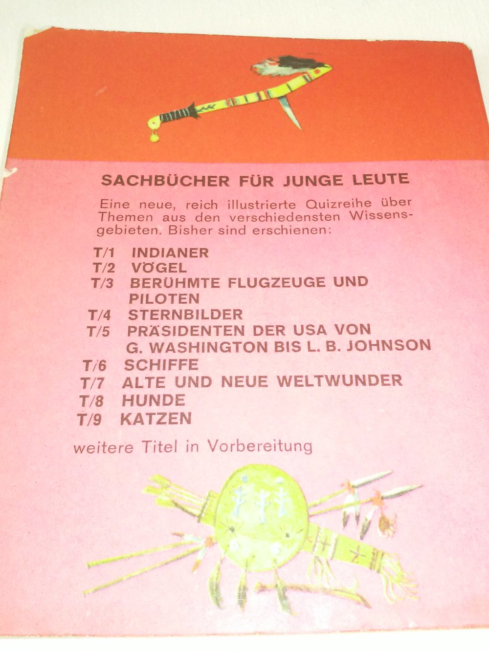 Taschen Quiz T/1  Indianer Sachbuch altes Kinderbuch 1963