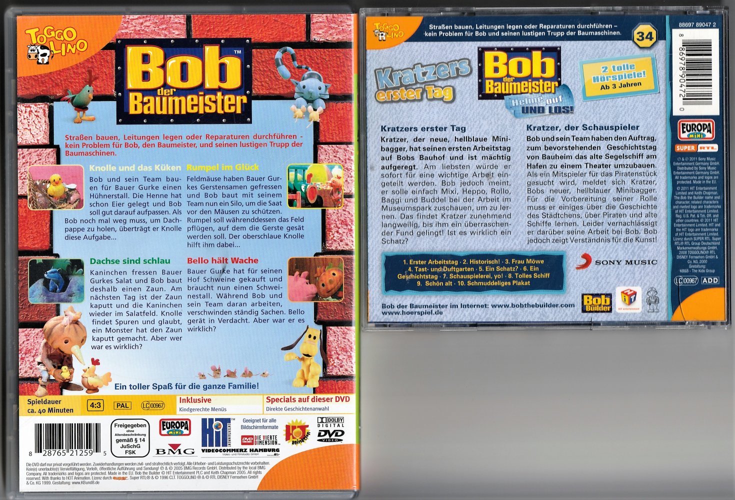 DVD & CD Set Hörbuch Film Bob der Baumeister Nr. 14 & 34 Bauer Gurkes Hof & Kratzers erster Tag