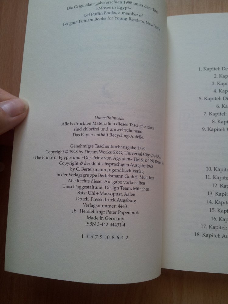 Buch zum Film -  Moses in Ägypten - Lynne Reid Banks