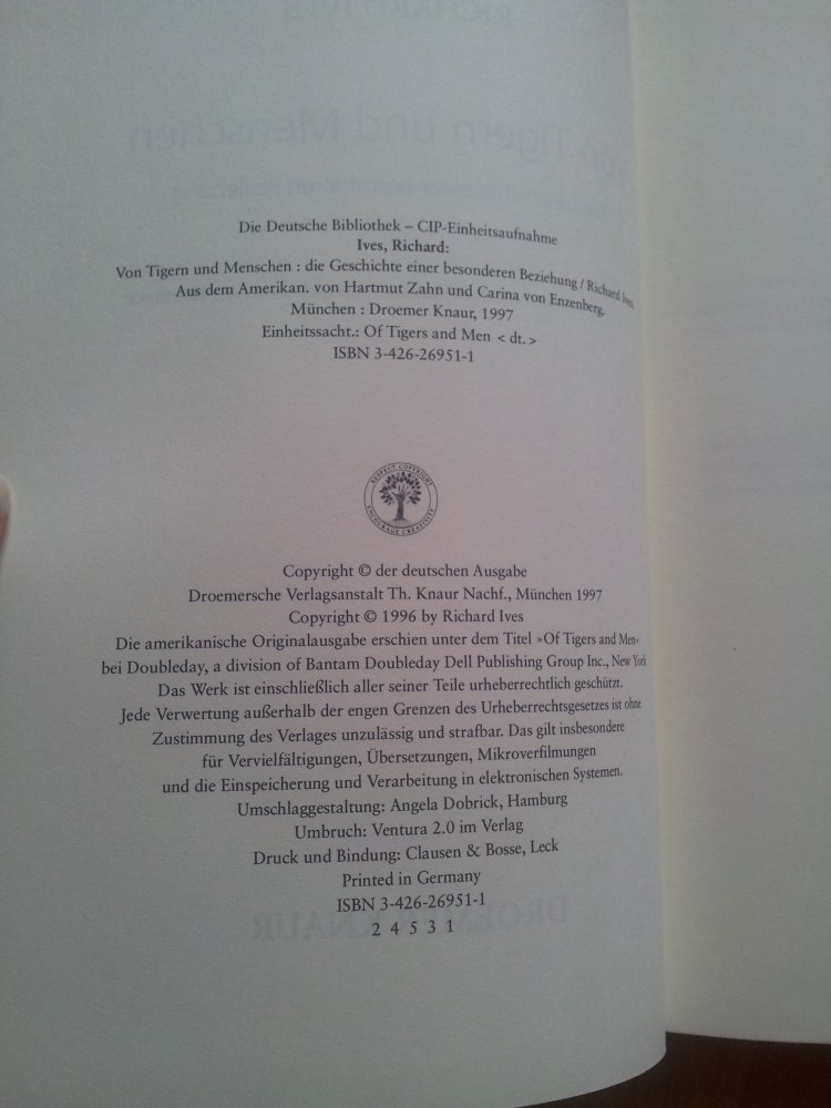 Von Tigern und Menschen - Richard Ives 