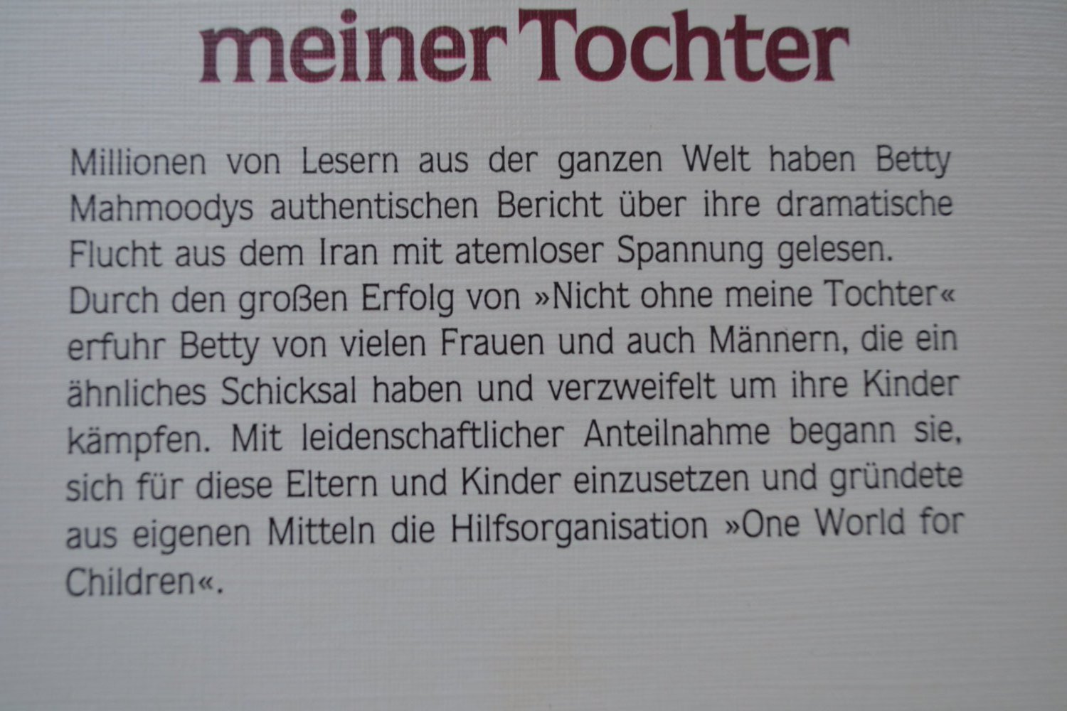 Aus Liebe zu meiner Tochter