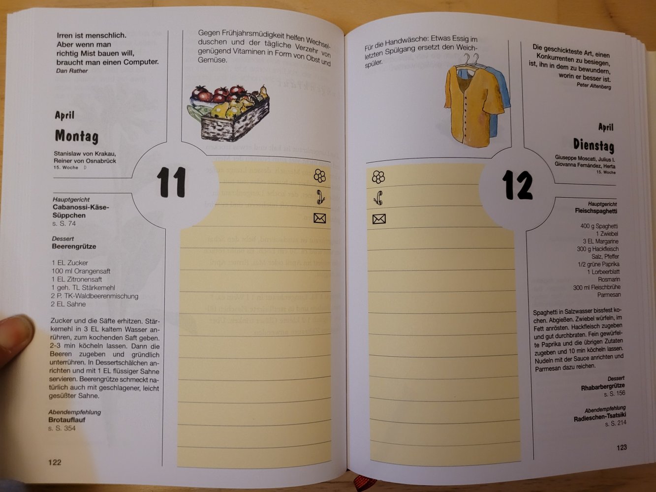 Schwester Annas Küchenkalender 2011 Rezepte Haushalttipps