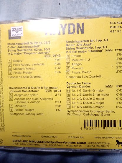 CD Haydn kaiserquartett