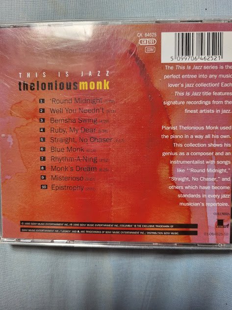 CD Monk, Thelonious this is jazz 