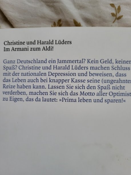 Cristine und Harald Lüders Im Armani zum aldi das sparbuch für Lebenskünstler und Geniesser 