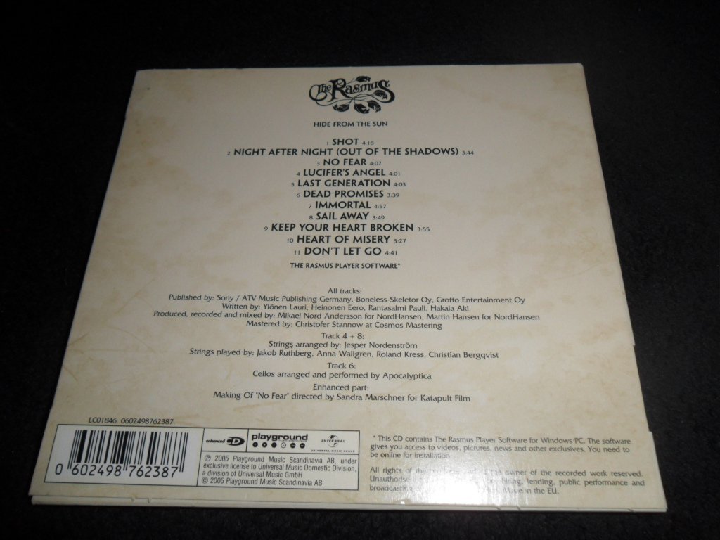  Album The Rasmus - Hide from the sun