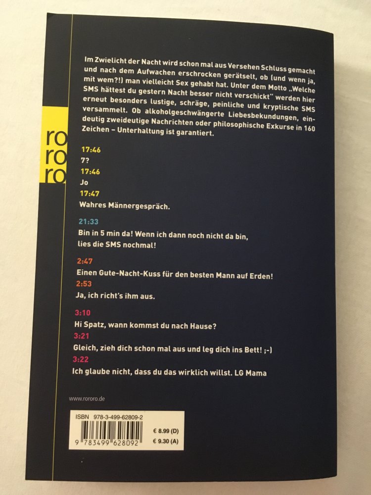 Ist meine Hose noch bei euch? SMS von gestern Nacht